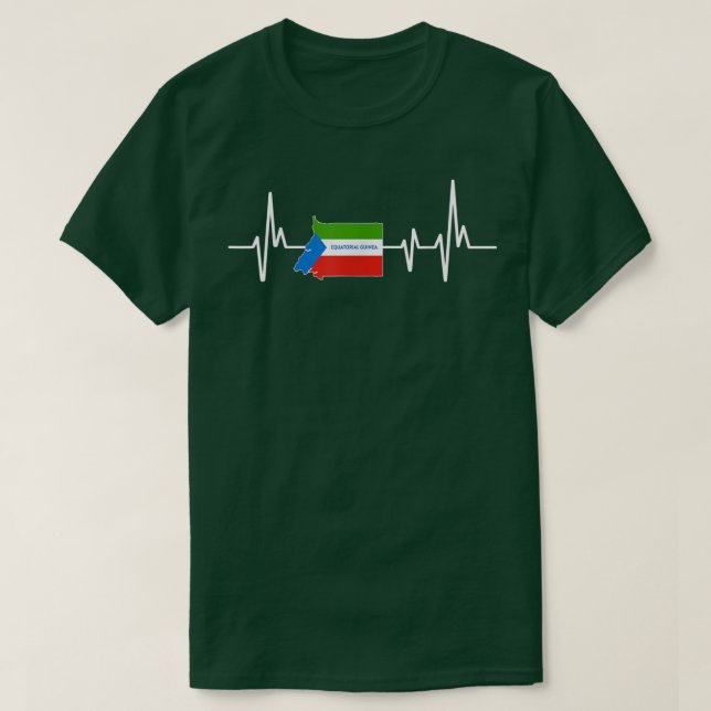 Flag Herzschlag Design Äquatoriale Guinea T-Shirt (Design vorne)