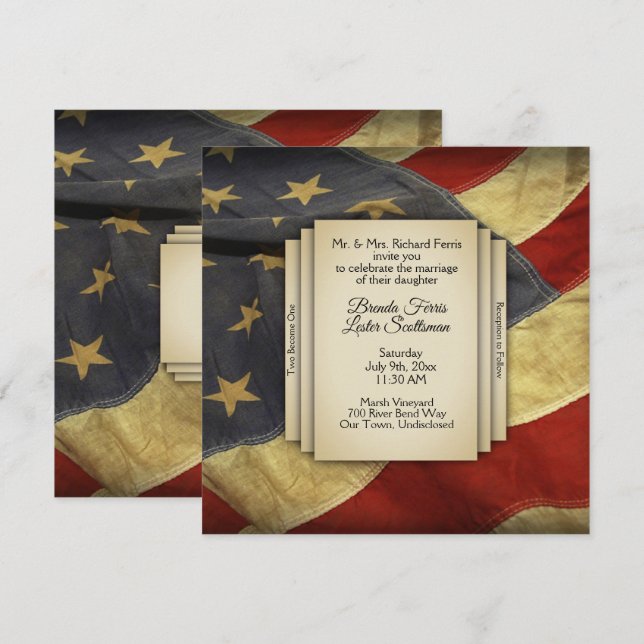 Flag Hochzeitseinladung in den USA Einladung (Vorne/Hinten)