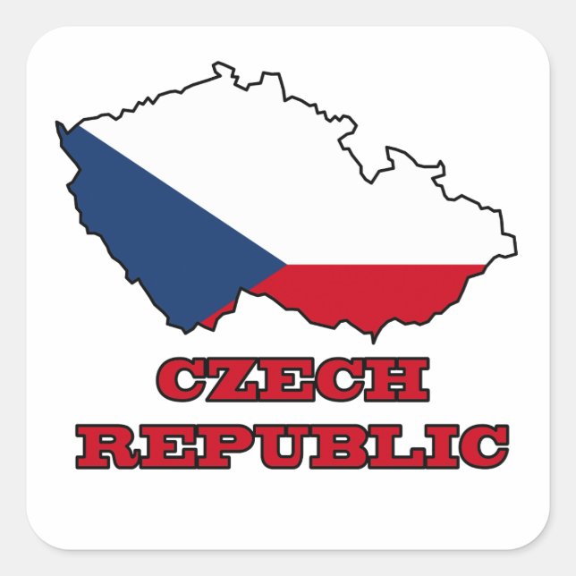 Flag in Karte der Tschechischen Republik Quadratischer Aufkleber (Vorderseite)