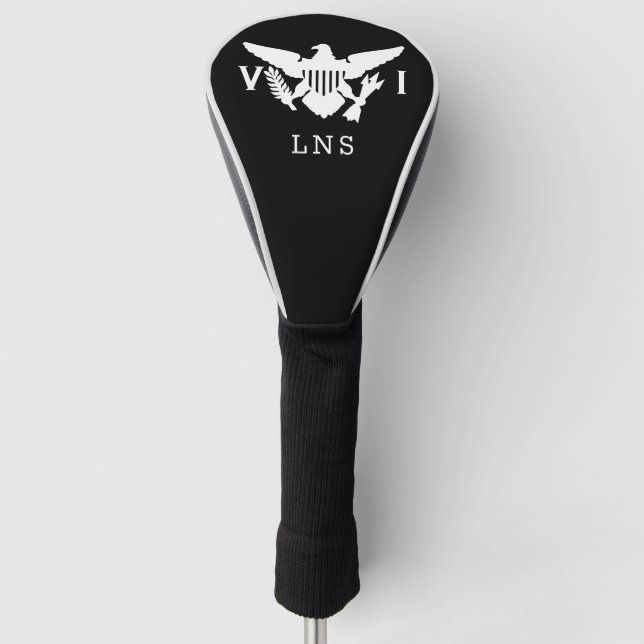 Flag, Initials, Schwarz und Weiß der Jungfrau Golf Headcover (Vorderseite)