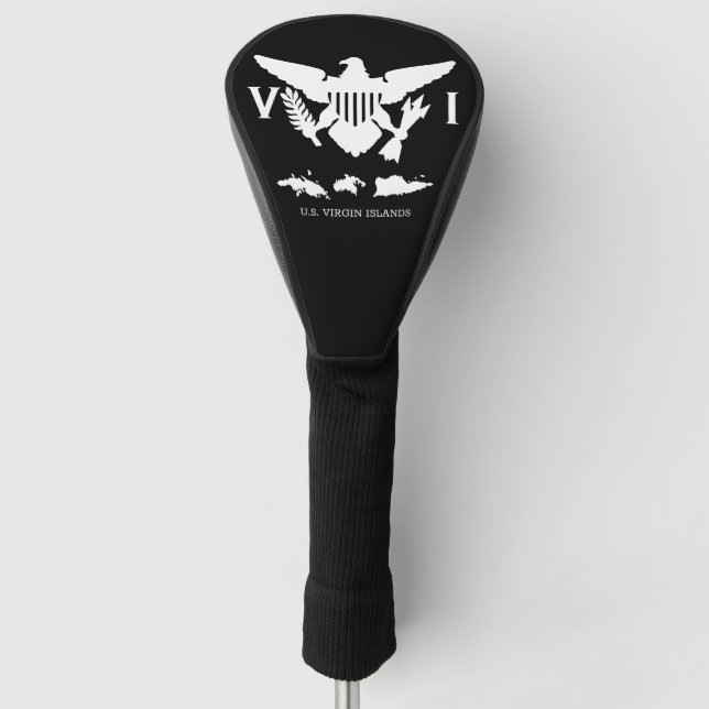 Flag & Islands, Black & White, Jungfrau Golf Headcover (Vorderseite)