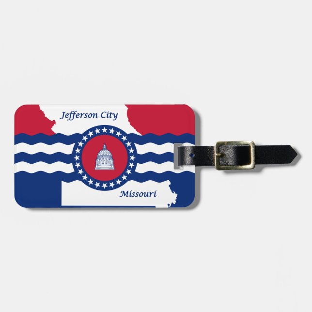 Flag Jefferson City, Missouri Gepäckmarke Gepäckanhänger (Vorderseite horizontal)