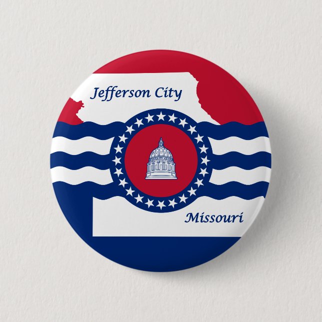 Flag Jefferson City, Missouri Pinback Button (Vorderseite)