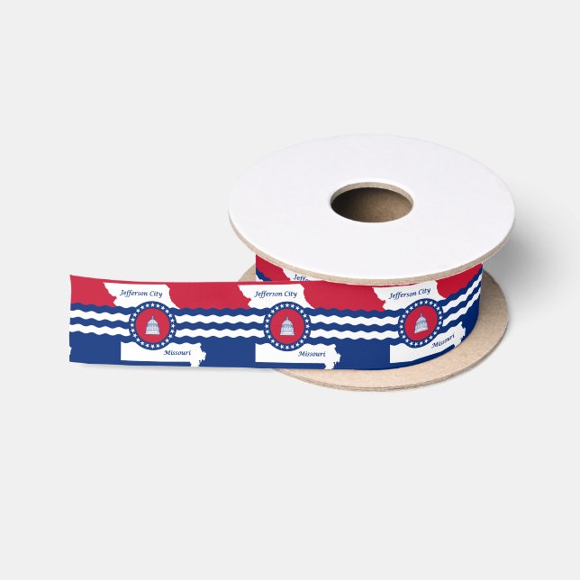 Flag Jefferson City, Missouri Satin Ribbon Satinband (Spule)