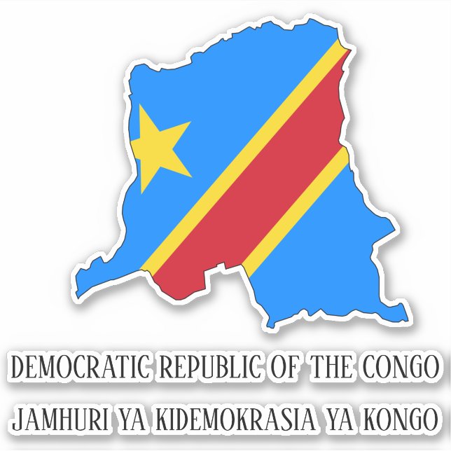 Flag-Karte der Demokratischen Republik Kongo Aufkleber (Vorderseite)