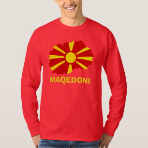 Flag Karte des Maqedoni Long Sleeve T - Shirt