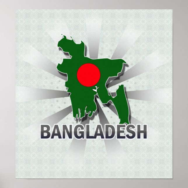 Flag Karte für Bangladesch 2.0 Poster (Vorne)