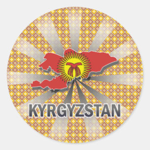 Flag-Karte für Kirgisistan 2,0 Runder Aufkleber