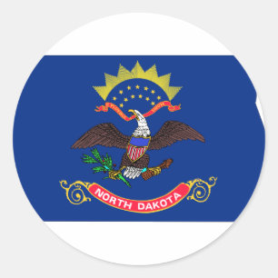 Flag-Karte für Nord-Dakota Runder Aufkleber