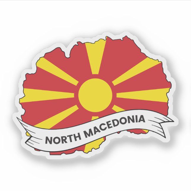 Flag-Karte für Nordmakedonien Aufkleber (Vorderseite)