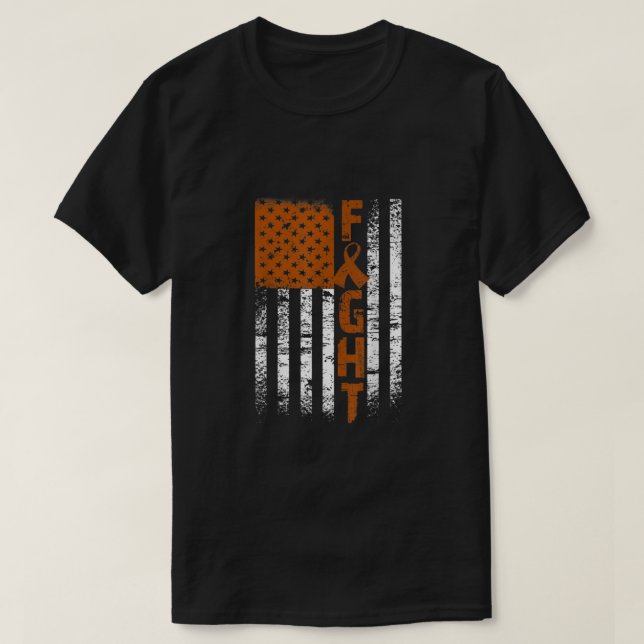 Flag Kidney Cancer Orange Ribbon Awareness S T-Shirt (Design vorne)