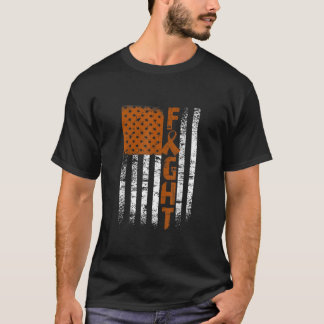 Flag Kidney Cancer Orange Ribbon Awareness S T-Shirt