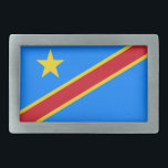 Flag Kongo Kinshasa Rechteckige Gürtelschnalle<br><div class="desc">Patriotische Flagge der Demokratischen Republik Kongo.</div>