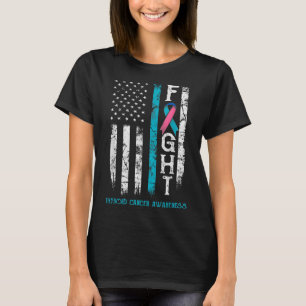 Flag "Krebsbewusstsein Blauer Rosa Aquamarine Schl T-Shirt