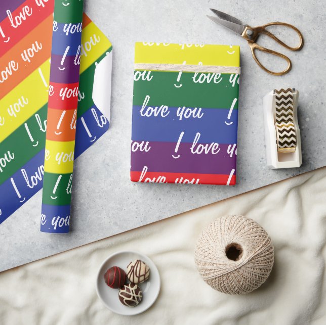 Flag LGBT White I Liebe Sie Geschenkpapier (Kunsthandwerk)