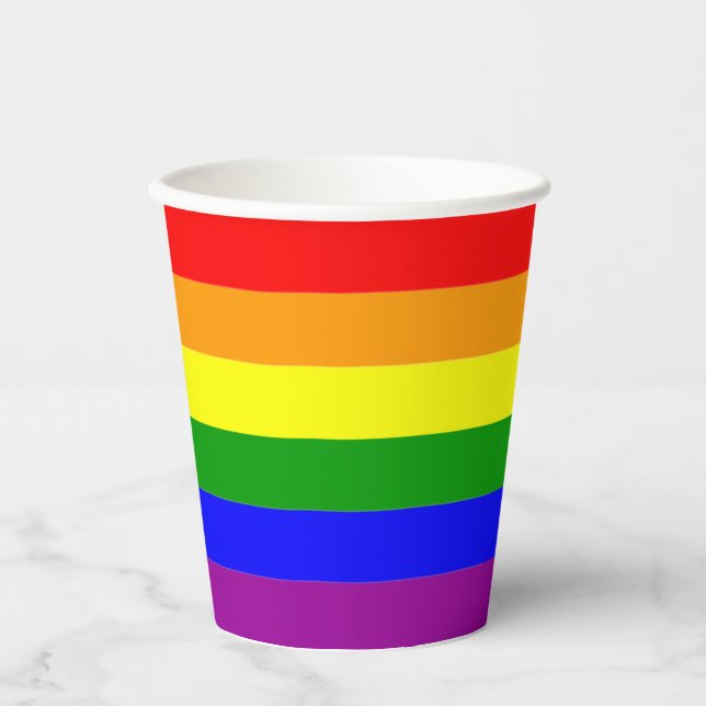 Flag LGBTQAI+ Regenbogenfarben Pappbecher (Vorderseite)