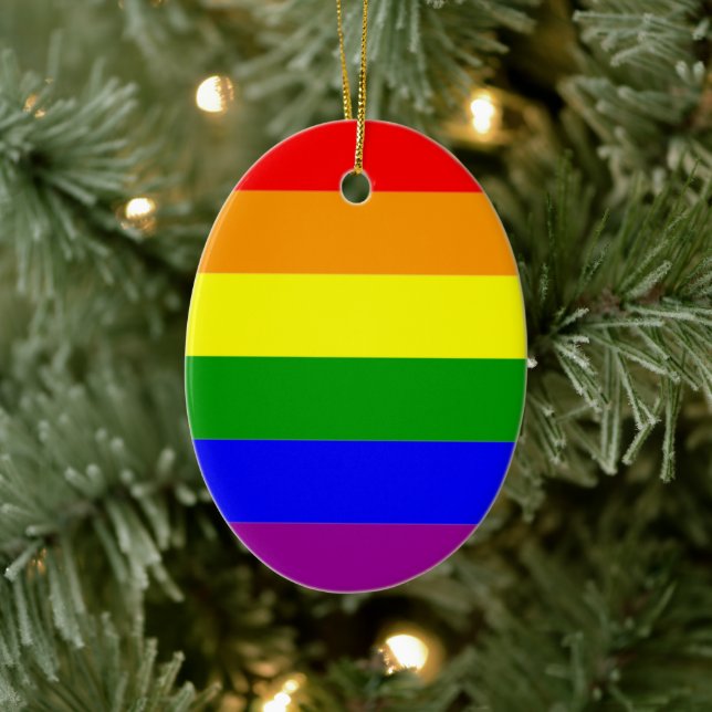 Flag LGBTQIA+ Regenbogenfarben Keramik Ornament (Baum)