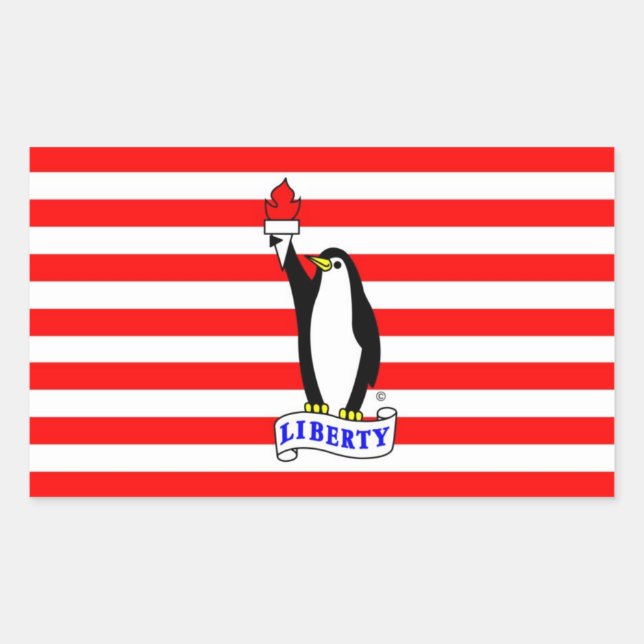 Flag Liberty Penguin Rechteckiger Aufkleber (Vorderseite)