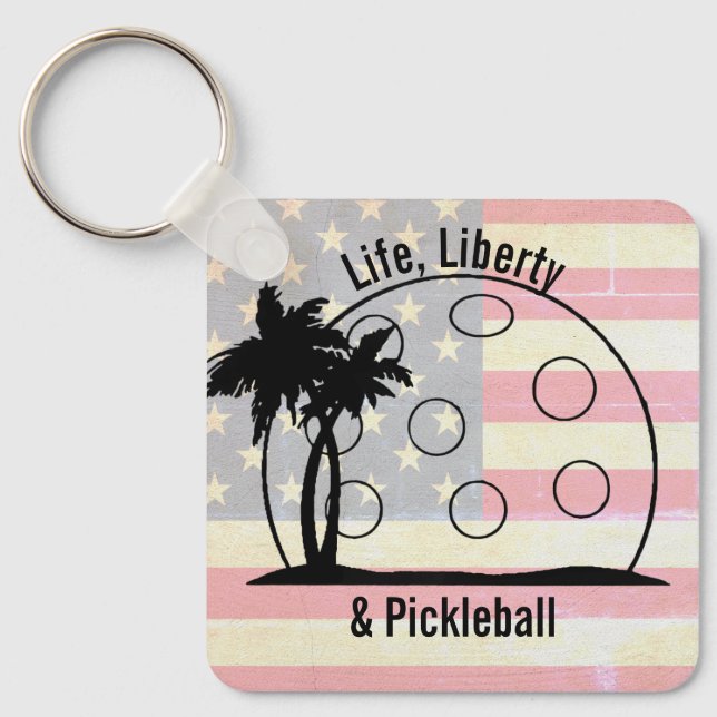 FLAG Life Liberty & Pickleball USA Schlüsselanhänger (Vorderseite)