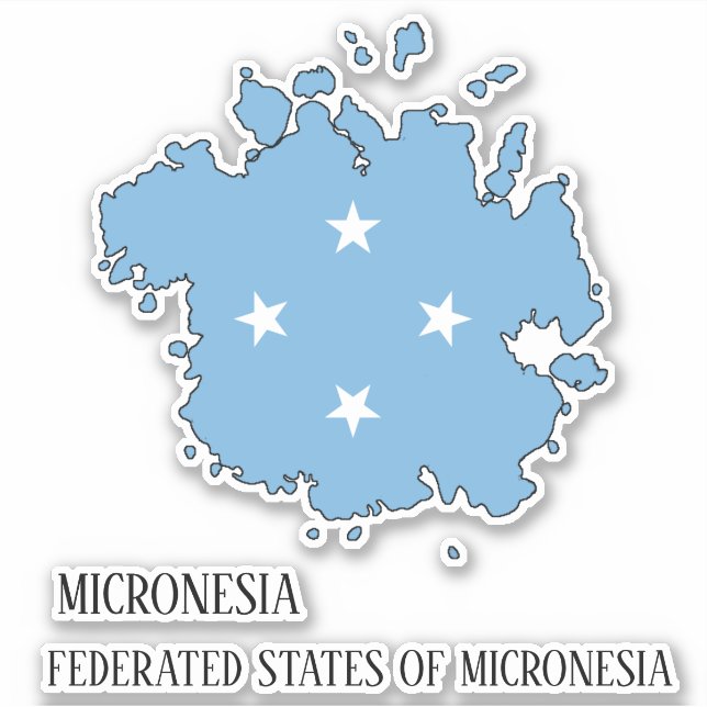 Flag-Map-Kontur für Mikronesien Aufkleber (Vorderseite)