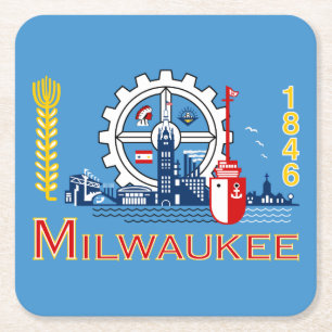 Flag Milwaukee, Wisconsin Square Paper Untersetzer