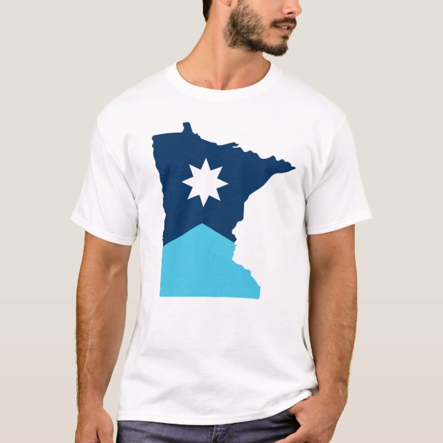 Flag Minnesota North Star Staat Kontur T-Shirt (Vorderseite)