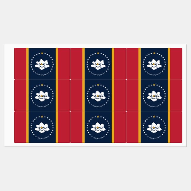 Flag Mississippi - Neue Magnolienflagge Etiketten (Blatt)