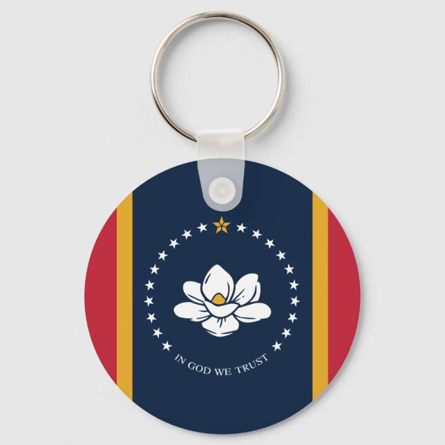 Flag Mississippi - Neue Magnolienflagge Schlüsselanhänger (Vorderseite)