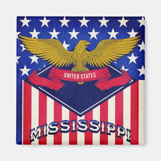 Flag Mississippi USA Magnet (Vorne)