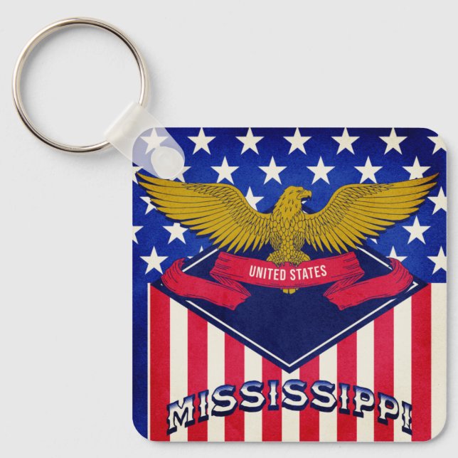 Flag Mississippi USA Schlüsselanhänger (Vorderseite)
