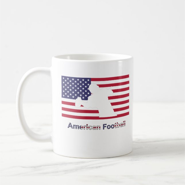 Flag mit der Silhouette des amerikanischen Fußball Kaffeetasse (Links)