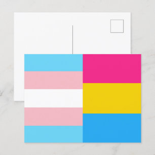 Flag mit doppeltem Stolz für Transgender-Pansexual Postkarte