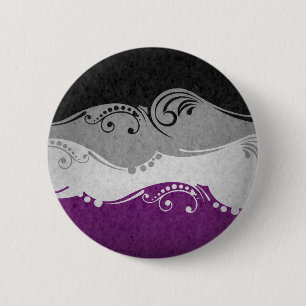 Flag mit extravagantem, geschwungenen asexuellen F Button