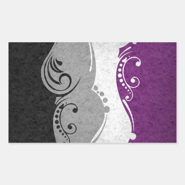 Flag mit extravagantem, geschwungenen asexuellen F Rechteckiger Aufkleber (Vorderseite)