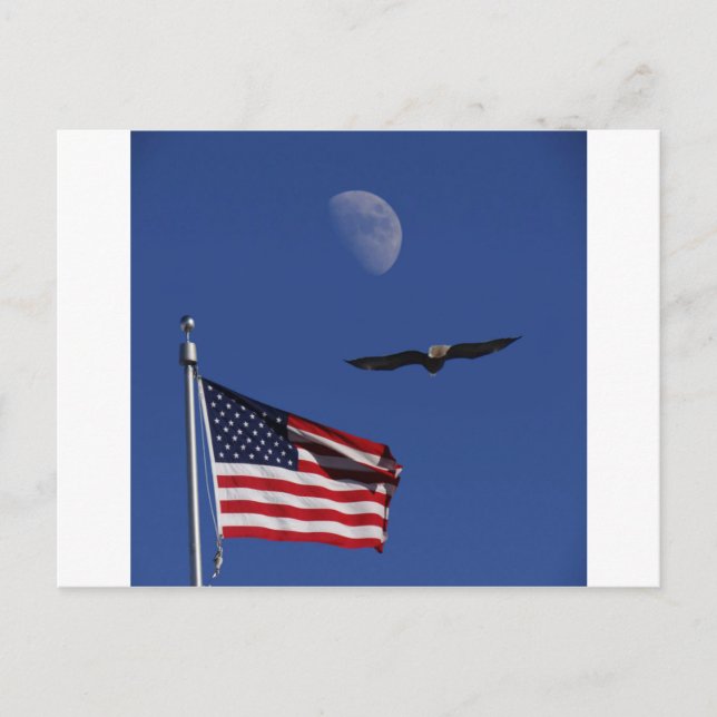 Flag Moon Eagle Postkarte (Vorderseite)
