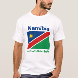 Flag Namibia + Karte + Text-T - Shirt