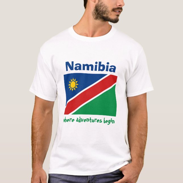 Flag Namibia + Karte + Text-T - Shirt (Vorderseite)