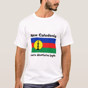 Flag Neukaledonien + Karte + Text-T - Shirt