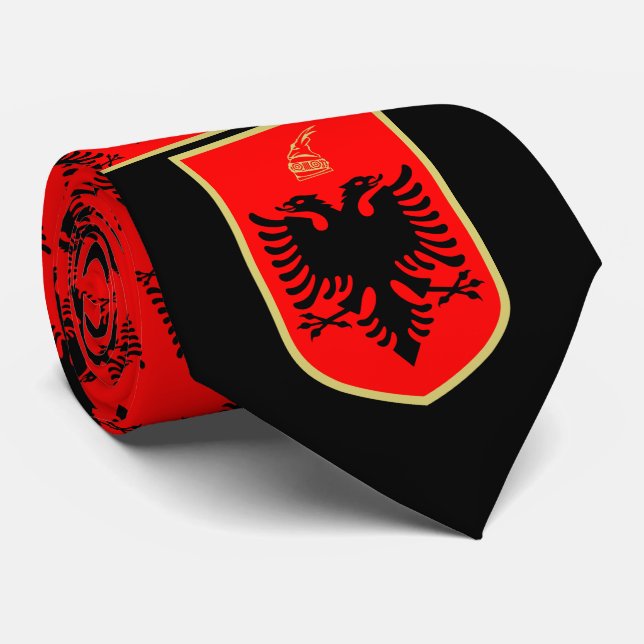 Flag of Albania, albanian Coat of Arms Krawatte (Gerollt)