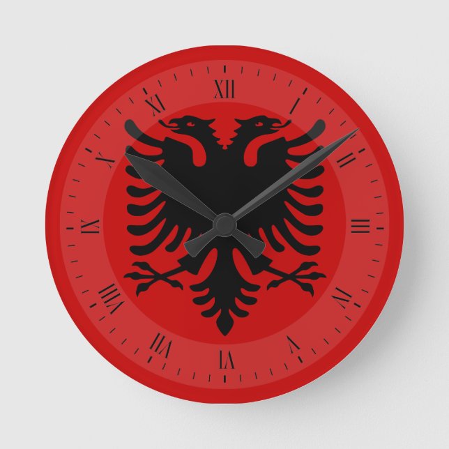 Flag of Albania Runde Wanduhr (Vorderseite)