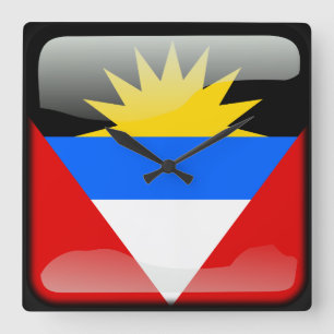 Flag of Antigua and Barbuda Quadratische Wanduhr