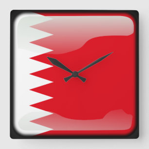 Flag of Bahrain Quadratische Wanduhr