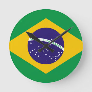 Flag of Brazil Runde Wanduhr