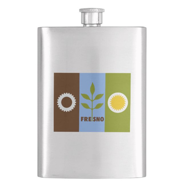 Flag of city Fresno, California Flask Flachmann (Vorderseite)