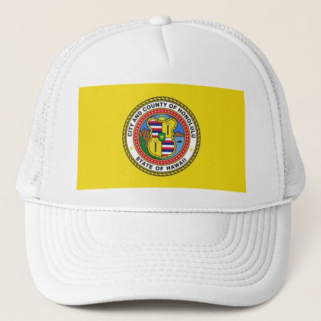 Flag of city of Honolulu, Hawaii Headsweats Hat Truckerkappe (Vorderseite)