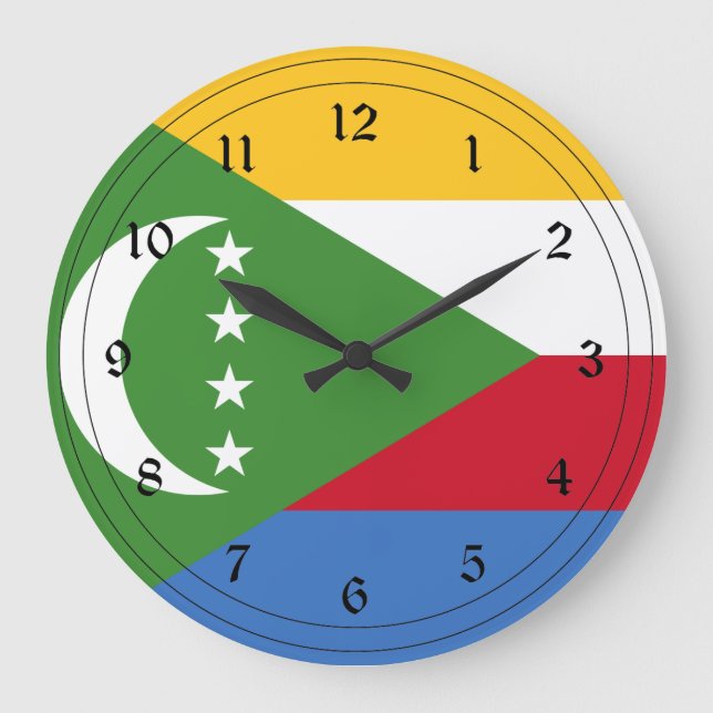 Flag of Comoros Große Wanduhr (Vorderseite)