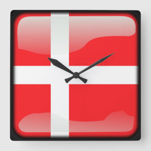 Flag of Denmark Quadratische Wanduhr
