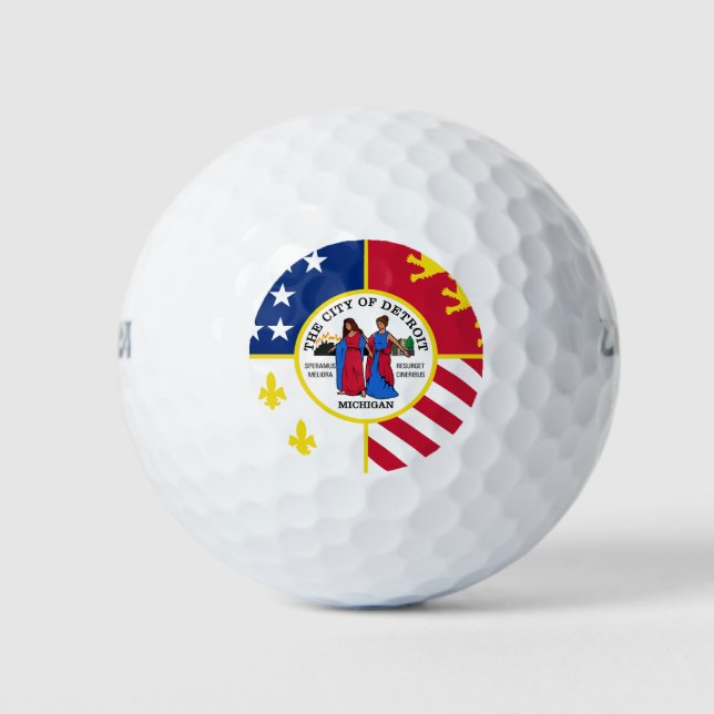 Flag of Detroit, Michigan Golf Balls Golfball (Vorderseite)