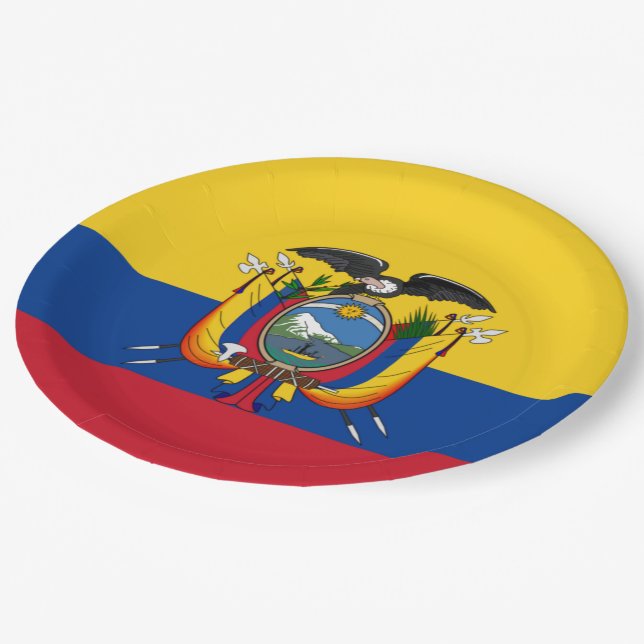 Flag of Ecuador Plate Pappteller (Schrägansicht)