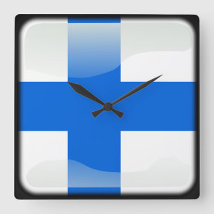 Flag of Finland Quadratische Wanduhr